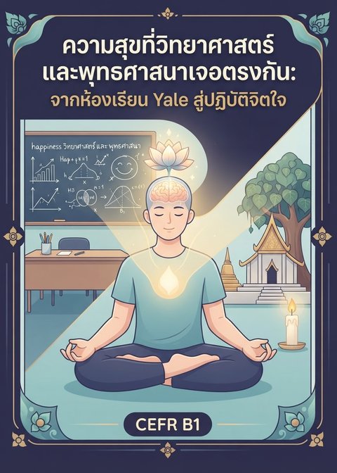 ความสุขที่วิทยาศาสตร์และพุทธศาสนาเจอตรงกัน: จากห้องเรียน Yale สู่ปฏิบัติจิตใจ Cover